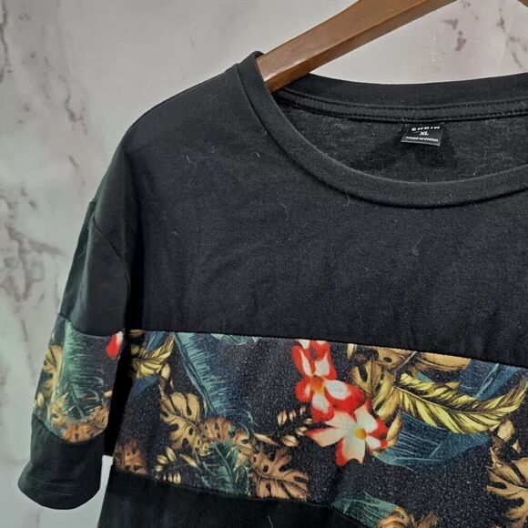 Shein T Shirt Mens XL Black Monstera Tee Crew Neck Short Sleeve Leaf Planty - Picture 2 of 9
